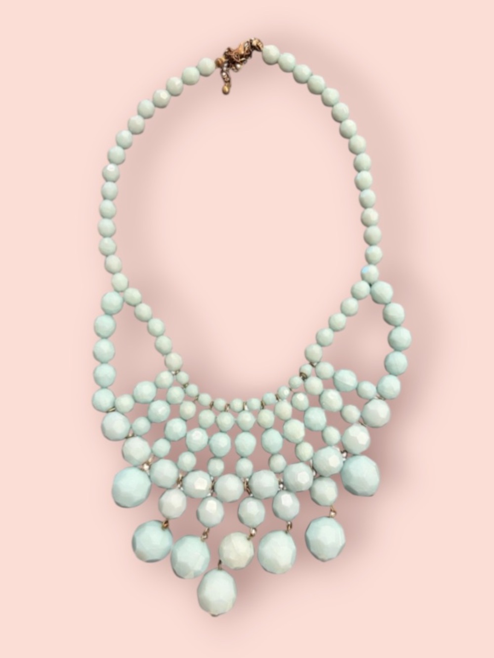 Baby Blue Beaded Statement Necklace